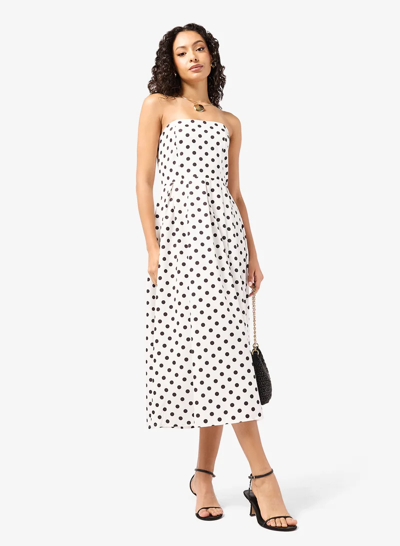 Ginger Bandeau Polka Dot A Line Dress